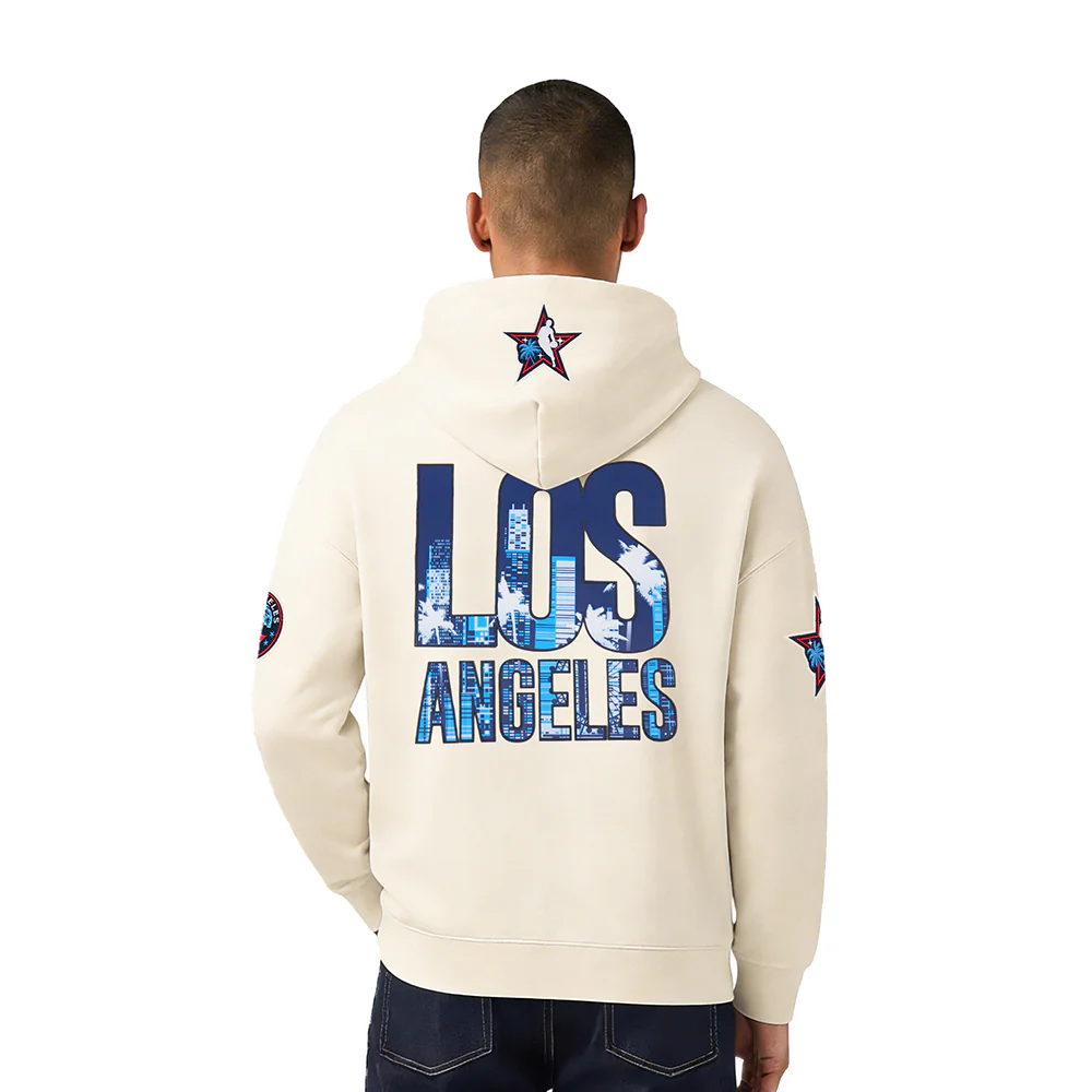 NBA ALL STAR 2026 MEN'S DROP SHOULDER FLC PO HOODIE (EGGSHELL)