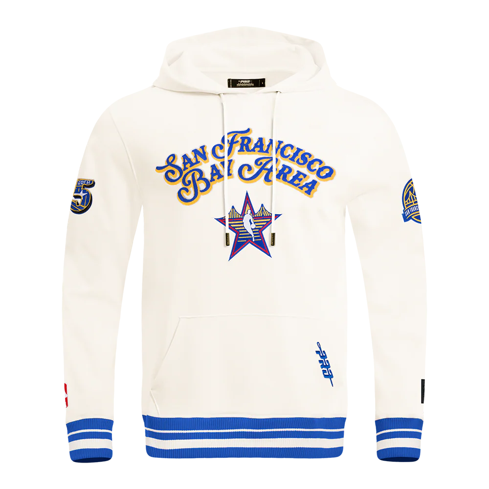 NBA ALL STAR 2025 MEN'S RIB FLEECE PULLOVER HOODIE (EGGSHELL/ ROYAL BLUE) - Image 3