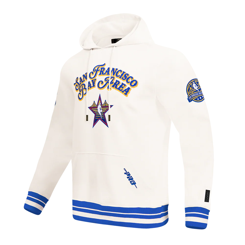 NBA ALL STAR 2025 MEN'S RIB FLEECE PULLOVER HOODIE (EGGSHELL/ ROYAL BLUE) - Image 4