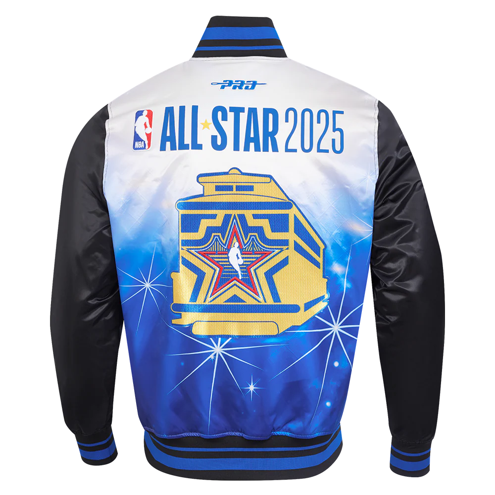 NBA ALL STAR 2025 MEN'S RIB SATIN JACKET (BLACK/ROYAL BLUE/BLACK)