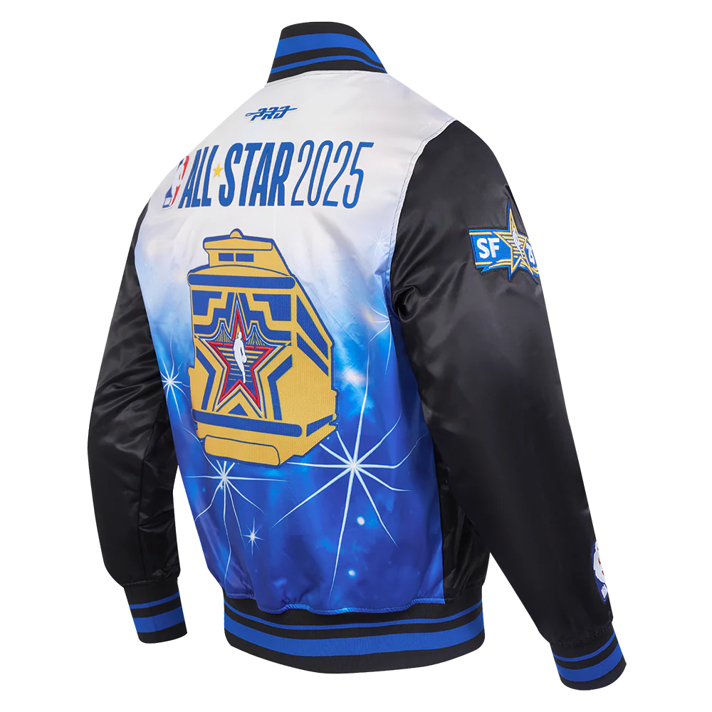 NBA ALL STAR 2025 MEN'S RIB SATIN JACKET (BLACK/ROYAL BLUE/BLACK) - Image 2