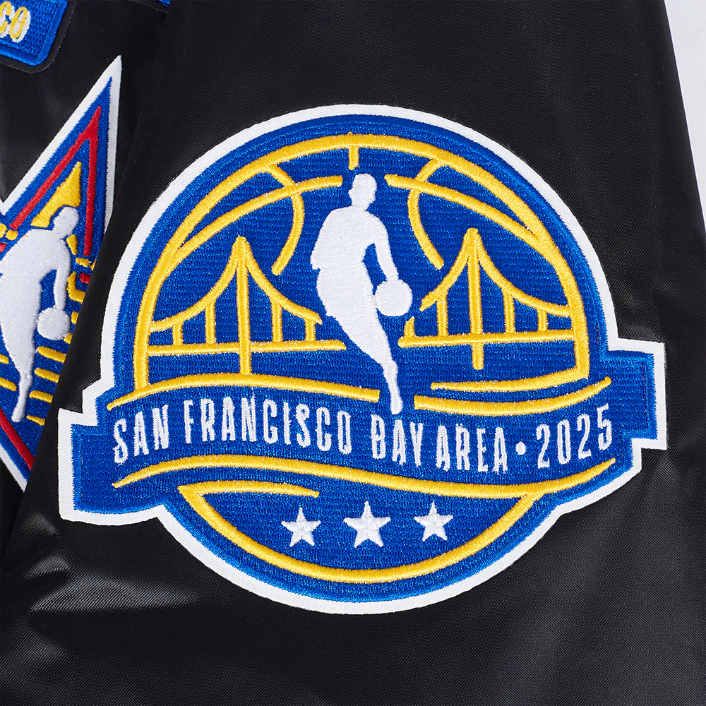 NBA ALL STAR 2025 MEN'S RIB SATIN JACKET (BLACK/ROYAL BLUE/BLACK) - Image 6