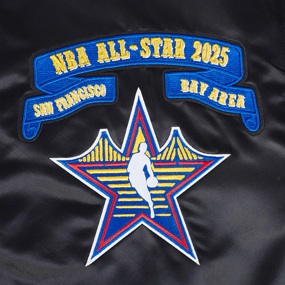 NBA ALL STAR 2025 MEN'S RIB SATIN JACKET (BLACK/ROYAL BLUE/BLACK) - Image 7