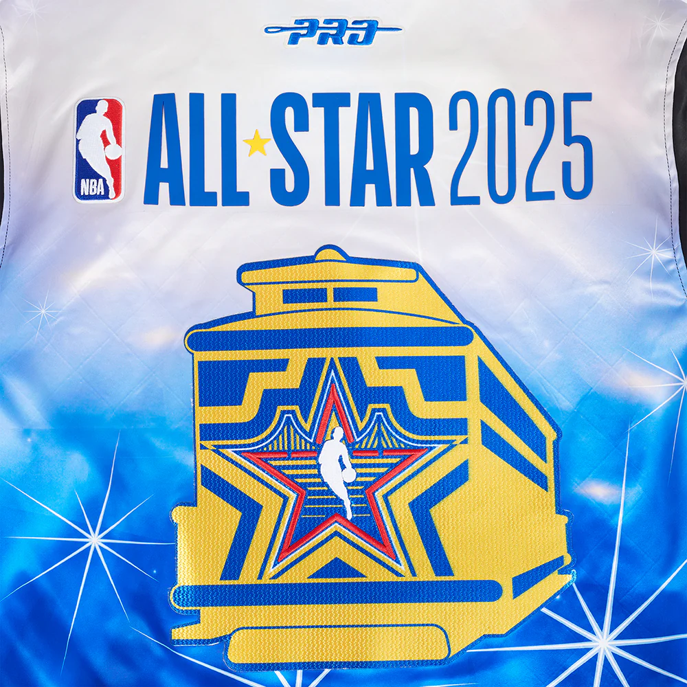 NBA ALL STAR 2025 MEN'S RIB SATIN JACKET (BLACK/ROYAL BLUE/BLACK) - Image 9