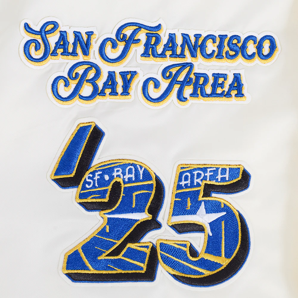 NBA ALL STAR 2025 MEN'S RIB SATIN JACKET (EGGSHELL/ ROYAL BLUE) - Image 6