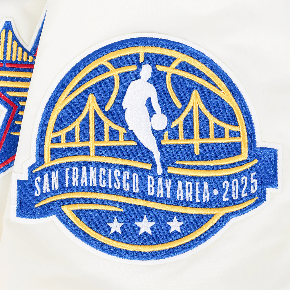 NBA ALL STAR 2025 MEN'S RIB SATIN JACKET (EGGSHELL/ ROYAL BLUE) - Image 7