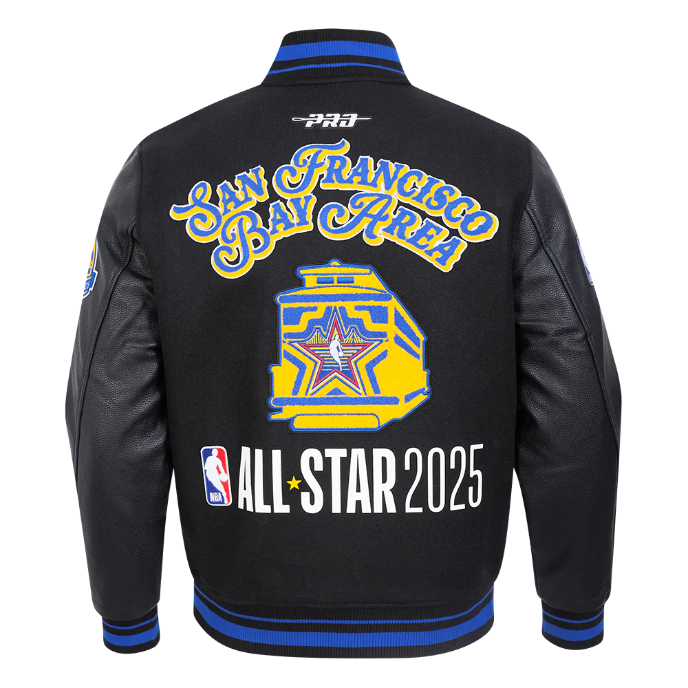 NBA ALL STAR 2025 MEN'S RIB WOOL VARSITY JACKET (BLACK/ROYAL BLUE/BLACK)