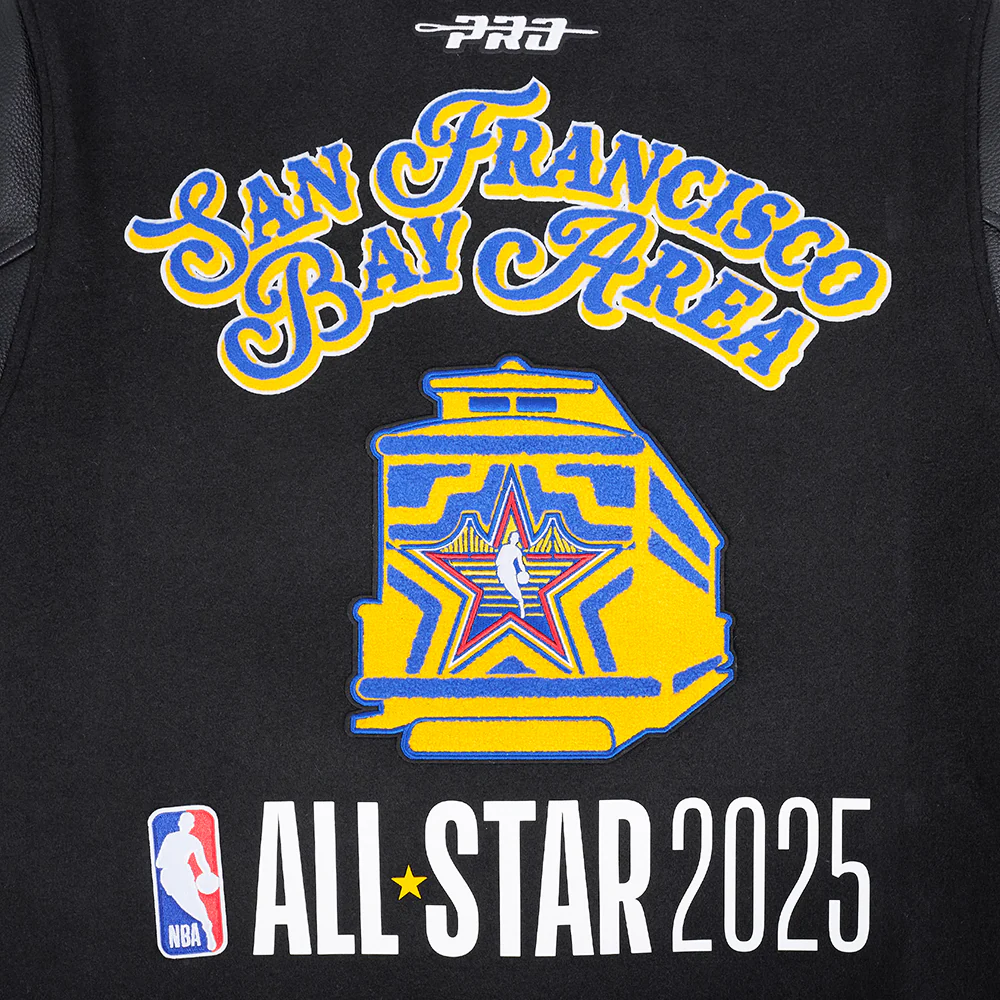 NBA ALL STAR 2025 MEN'S RIB WOOL VARSITY JACKET (BLACK/ROYAL BLUE/BLACK) - Image 12