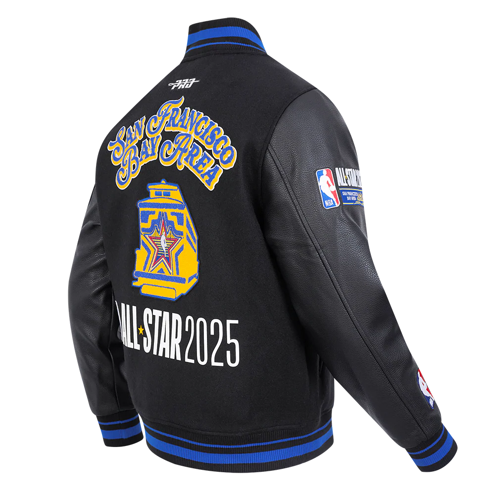 NBA ALL STAR 2025 MEN'S RIB WOOL VARSITY JACKET (BLACK/ROYAL BLUE/BLACK) - Image 2