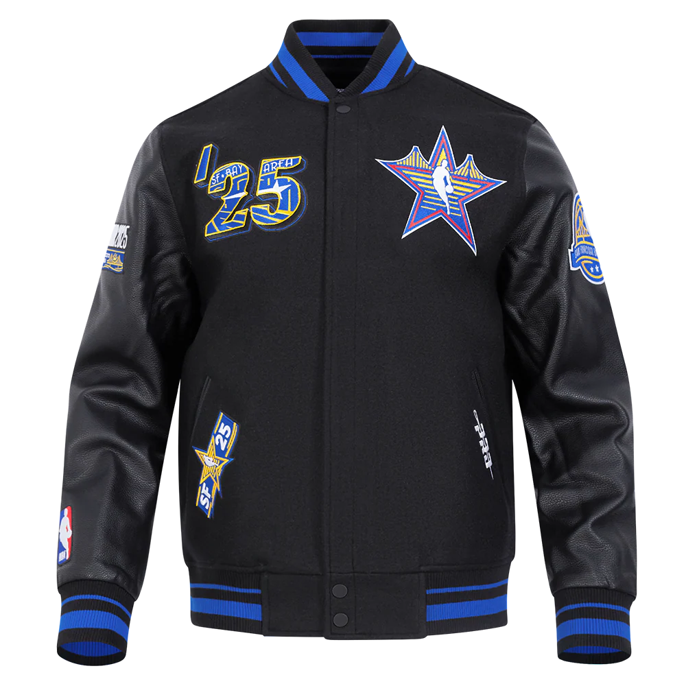 NBA ALL STAR 2025 MEN'S RIB WOOL VARSITY JACKET (BLACK/ROYAL BLUE/BLACK) - Image 3