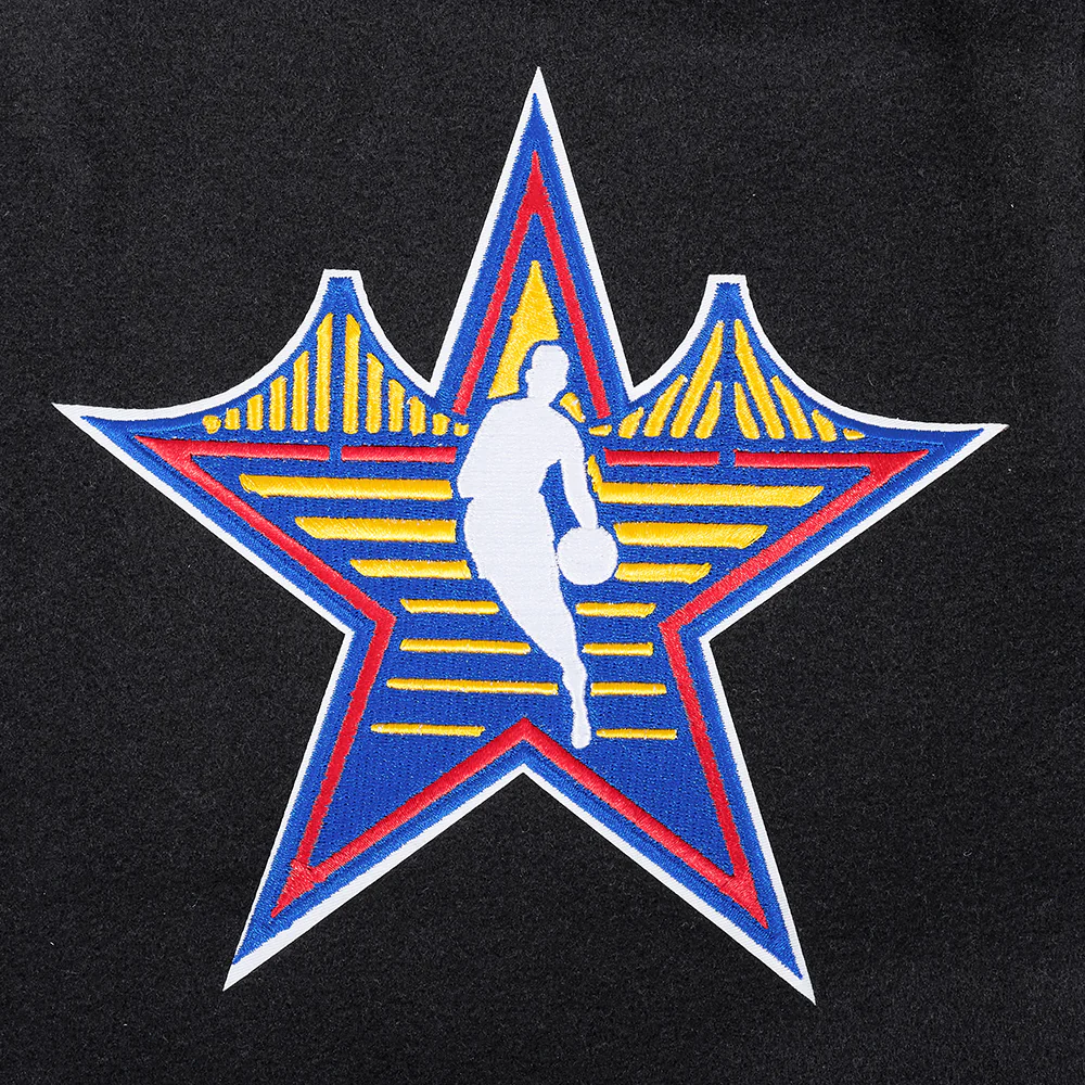 NBA ALL STAR 2025 MEN'S RIB WOOL VARSITY JACKET (BLACK/ROYAL BLUE/BLACK) - Image 5