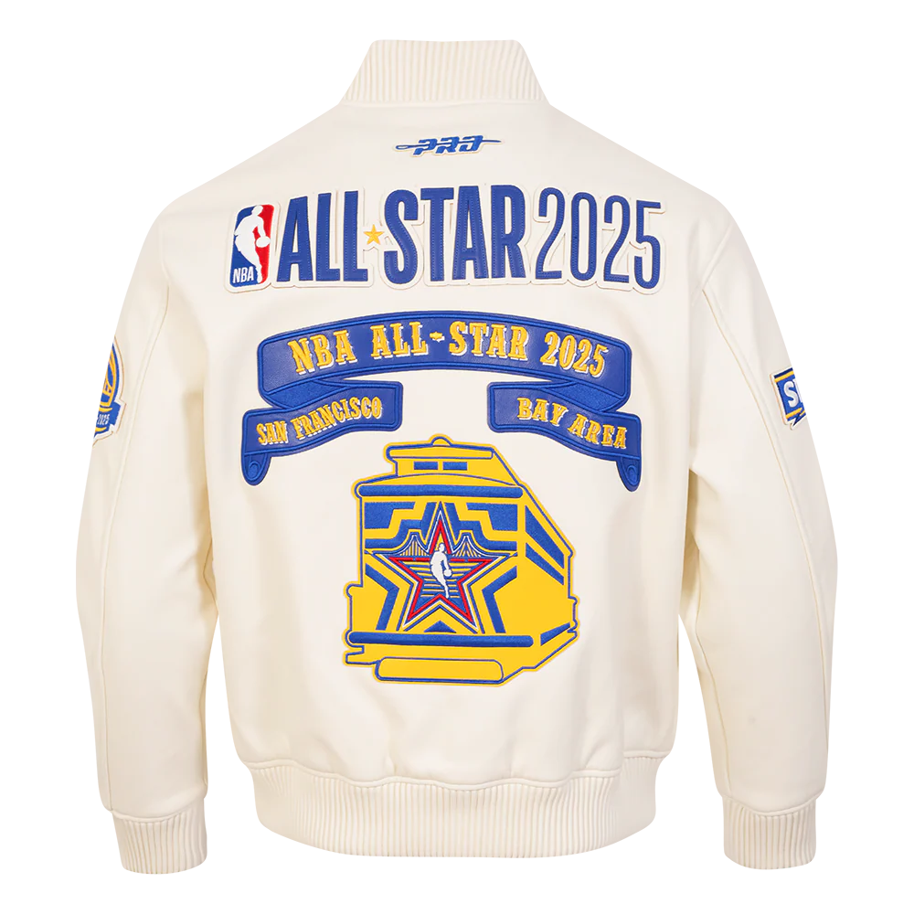 NBA ALL STAR 2025 MEN'S LEATHER JACKET (EGGSHELL)