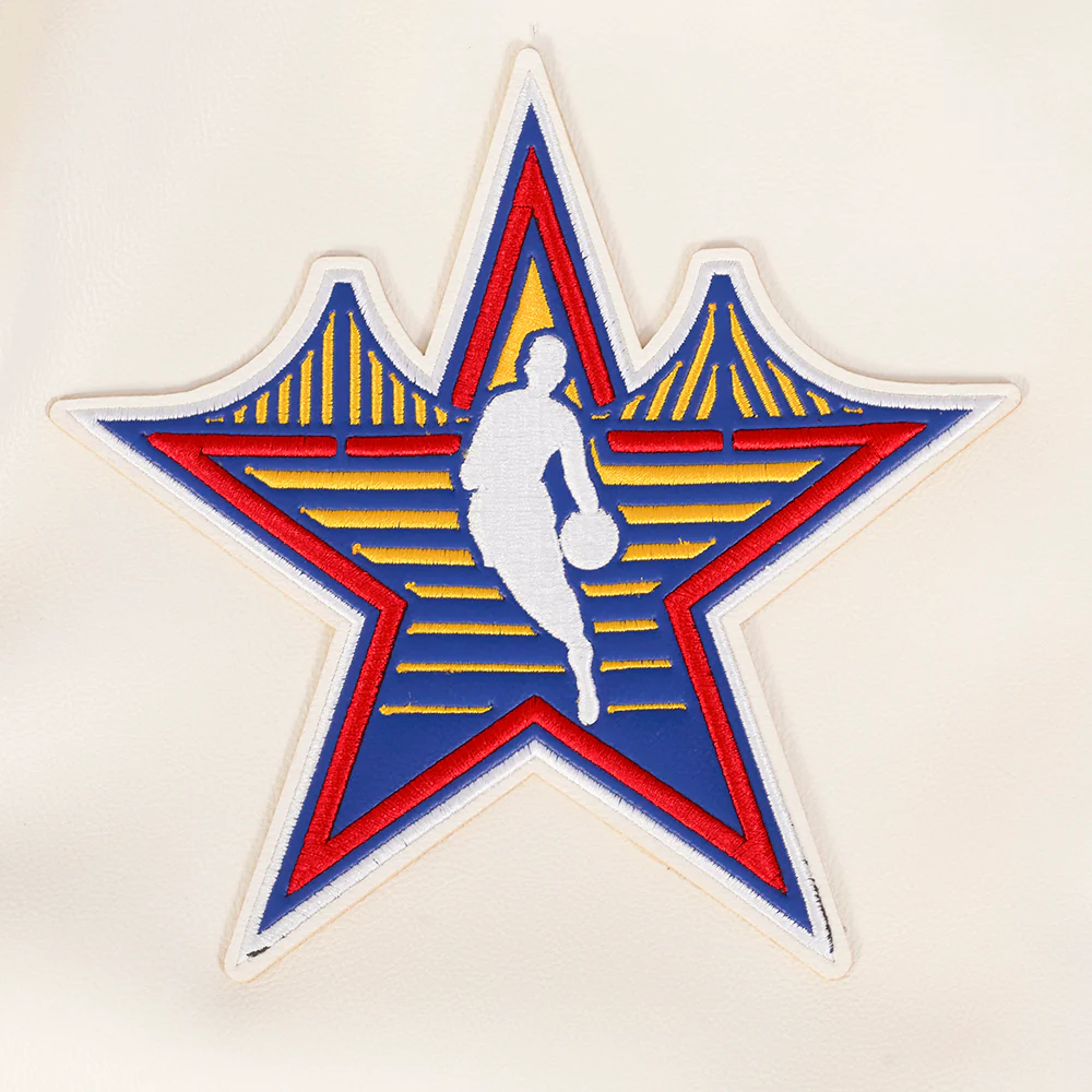 NBA ALL STAR 2025 MEN'S LEATHER JACKET (EGGSHELL) - Image 6