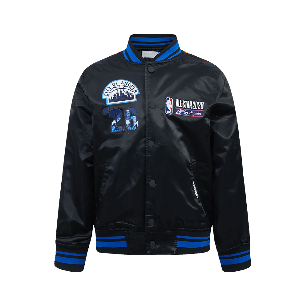 NBA ALL STAR 2026 BIG BOYS SUBLIMATED SATIN JACKET (BLACK/ROYAL BLUE/BLACK) - Image 3