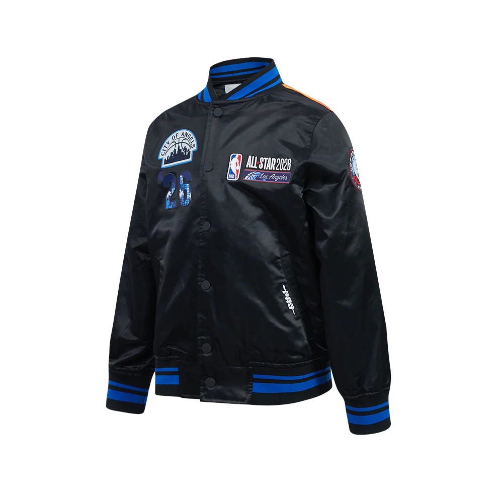 NBA ALL STAR 2026 BIG BOYS SUBLIMATED SATIN JACKET (BLACK/ROYAL BLUE/BLACK) - Image 5