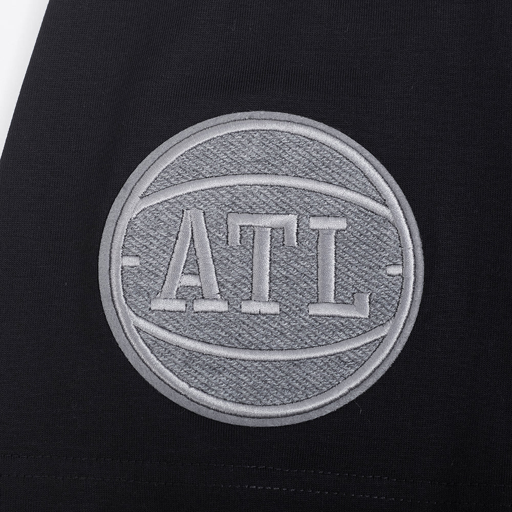 NBA ATLANTA HAWKS REVERSE FRENCH TERRY MEN'S COTTON JERSEY DROP SHOULDER TEE (BLACK) - Image 7