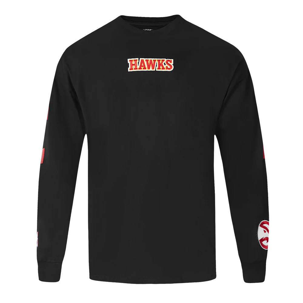 NBA ATLANTA HAWKS WINGSPAN MEN'S DROP SHOULDER LONG SLEEVE TEE (BLACK) - Image 4