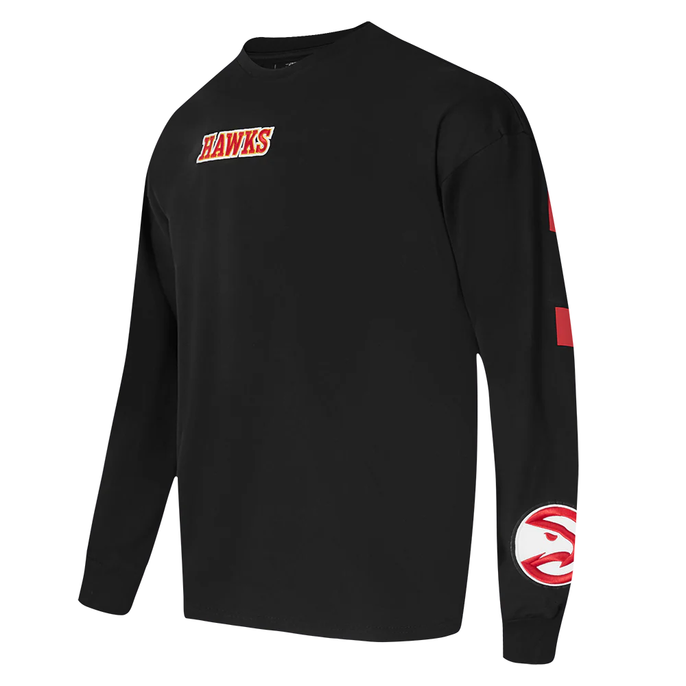 NBA ATLANTA HAWKS WINGSPAN MEN'S DROP SHOULDER LONG SLEEVE TEE (BLACK) - Image 5