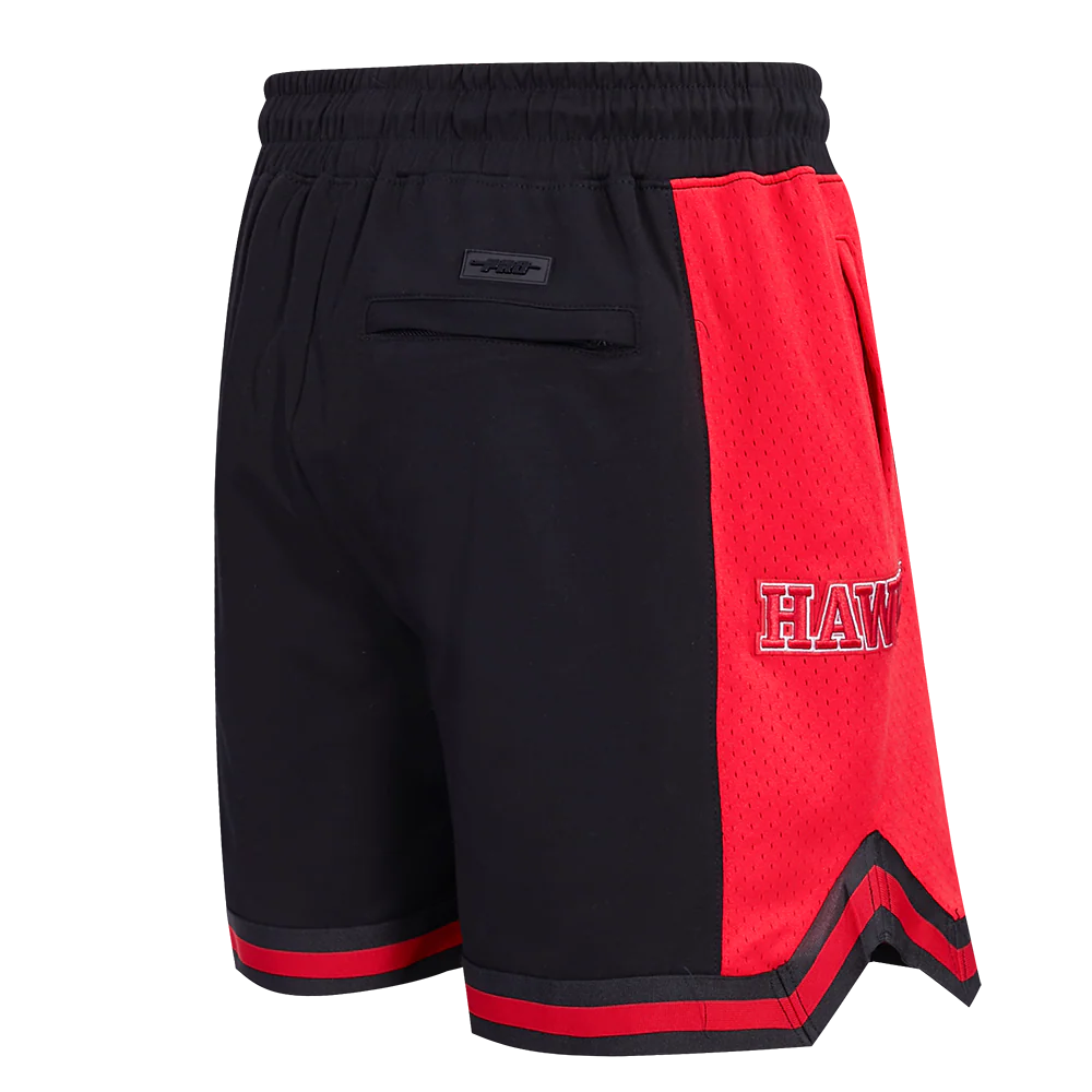 NBA ATLANTA HAWKS SCRIPT TAIL MEN'S DOUBLE KNIT 2.0 SHORT (BLACK/RED) - Image 3
