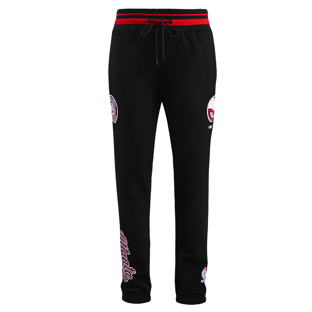 NBA ATLANTA HAWKS SCRIPT TAIL MEN'S RIB FLEECE SWEATPANT (BLACK/RED/BLACK) - Image 2