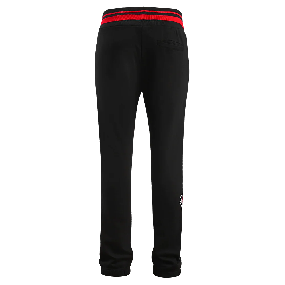 NBA ATLANTA HAWKS SCRIPT TAIL MEN'S RIB FLEECE SWEATPANT (BLACK/RED/BLACK) - Image 3