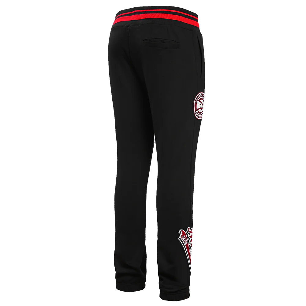 NBA ATLANTA HAWKS SCRIPT TAIL MEN'S RIB FLEECE SWEATPANT (BLACK/RED/BLACK) - Image 4