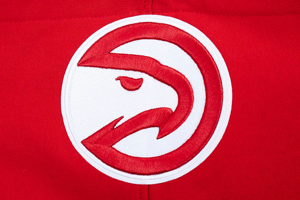 NBA ATLANTA HAWKS SCRIPT TAIL MEN'S RIB FLEECE PULLOVER HOODIE (RED/BLACK) - Image 8