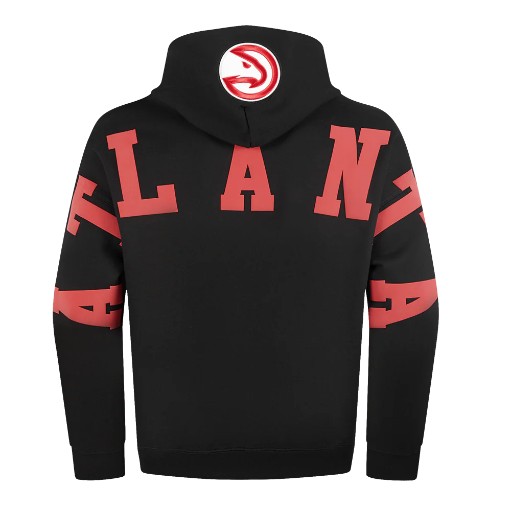 NBA ATLANTA HAWKS WINGSPAN MEN'S DROP SHOULDER FLEECE PULLOVER HOODIE (BLACK) - Image 7