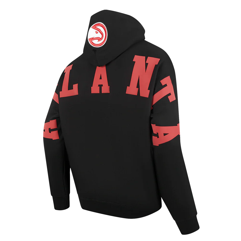 NBA ATLANTA HAWKS WINGSPAN MEN'S DROP SHOULDER FLEECE PULLOVER HOODIE (BLACK) - Image 8