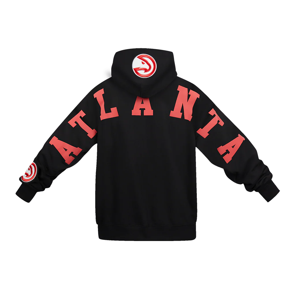 NBA ATLANTA HAWKS WINGSPAN MEN'S DROP SHOULDER FLEECE PULLOVER HOODIE (BLACK) - Image 9