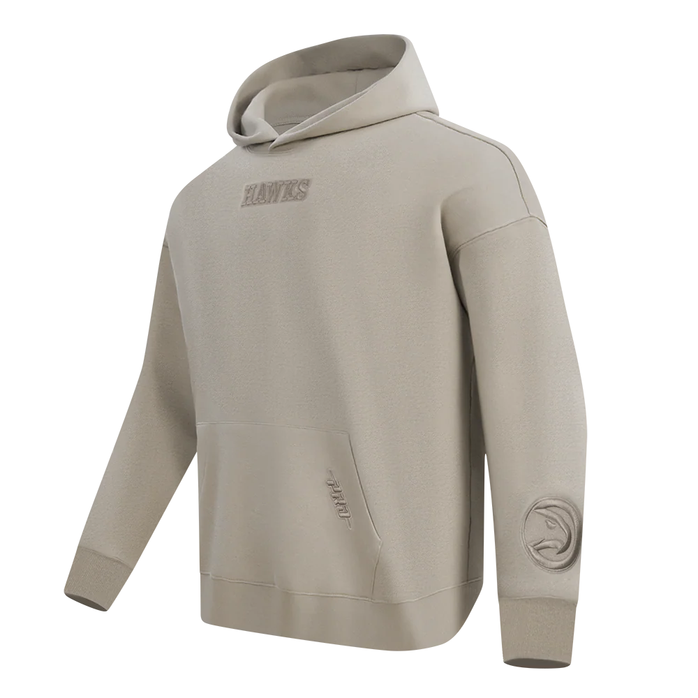 NBA ATLANTA HAWKS WINGSPAN MEN'S DROP SHOULDER FLEECE PULLOVER HOODIE (TAUPE) - Image 4
