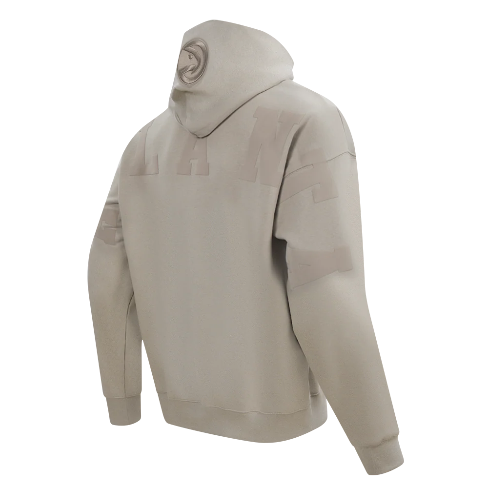 NBA ATLANTA HAWKS WINGSPAN MEN'S DROP SHOULDER FLEECE PULLOVER HOODIE (TAUPE) - Image 6