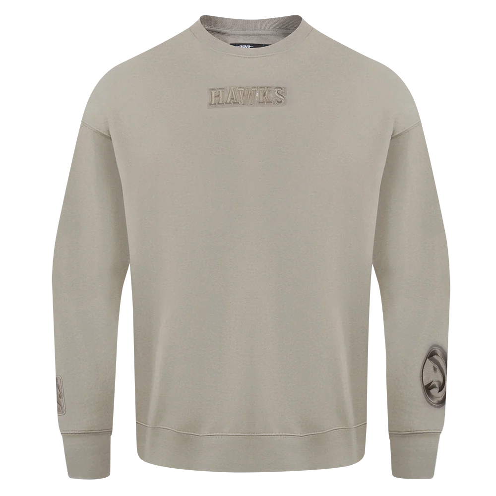 NBA ATLANTA HAWKS WINGSPAN MEN'S DROP SHOULDER FLEECE CREWNECK (TAUPE) - Image 3