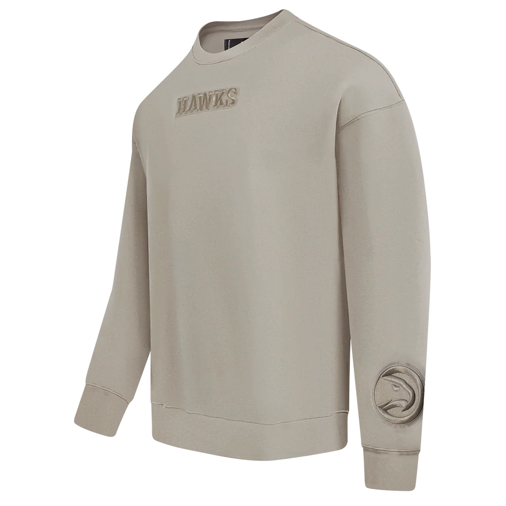 NBA ATLANTA HAWKS WINGSPAN MEN'S DROP SHOULDER FLEECE CREWNECK (TAUPE) - Image 4