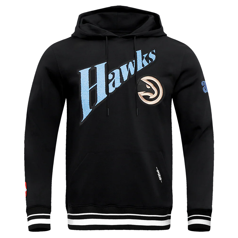 NBA ATLANTA HAWKS CITY EDITION 24-25 MEN'S RIB FLEECE PULLOVER HOODIE (BLACK)