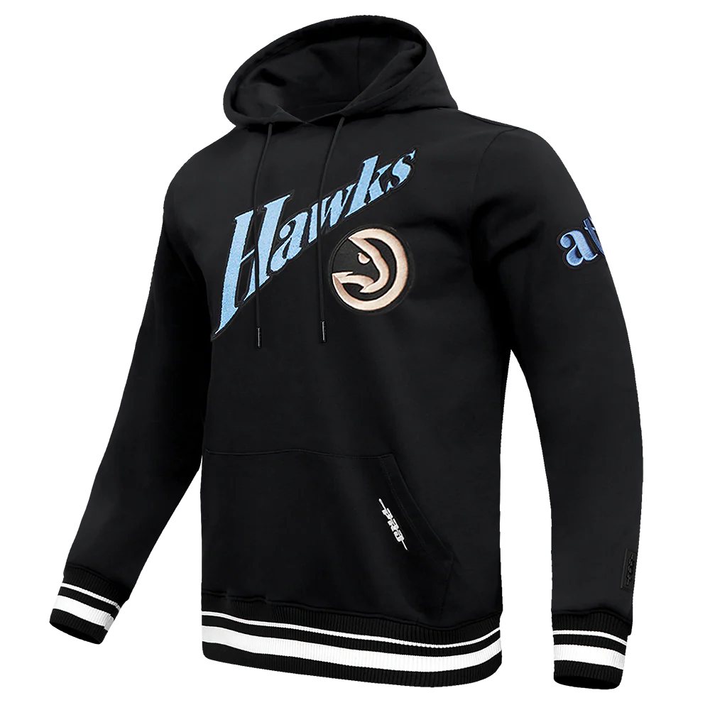 NBA ATLANTA HAWKS CITY EDITION 24-25 MEN'S RIB FLEECE PULLOVER HOODIE (BLACK) - Image 2