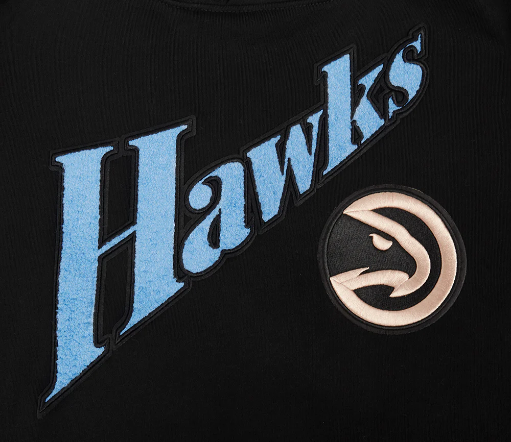NBA ATLANTA HAWKS CITY EDITION 24-25 MEN'S RIB FLEECE PULLOVER HOODIE (BLACK) - Image 5