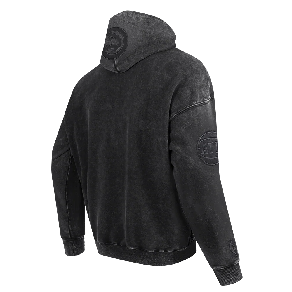 NBA ATLANTA HAWKS WASHED CLASSIC MEN'S ENZYME WASH DROP SHOULDER FT (WASHED BLACK) - Image 8
