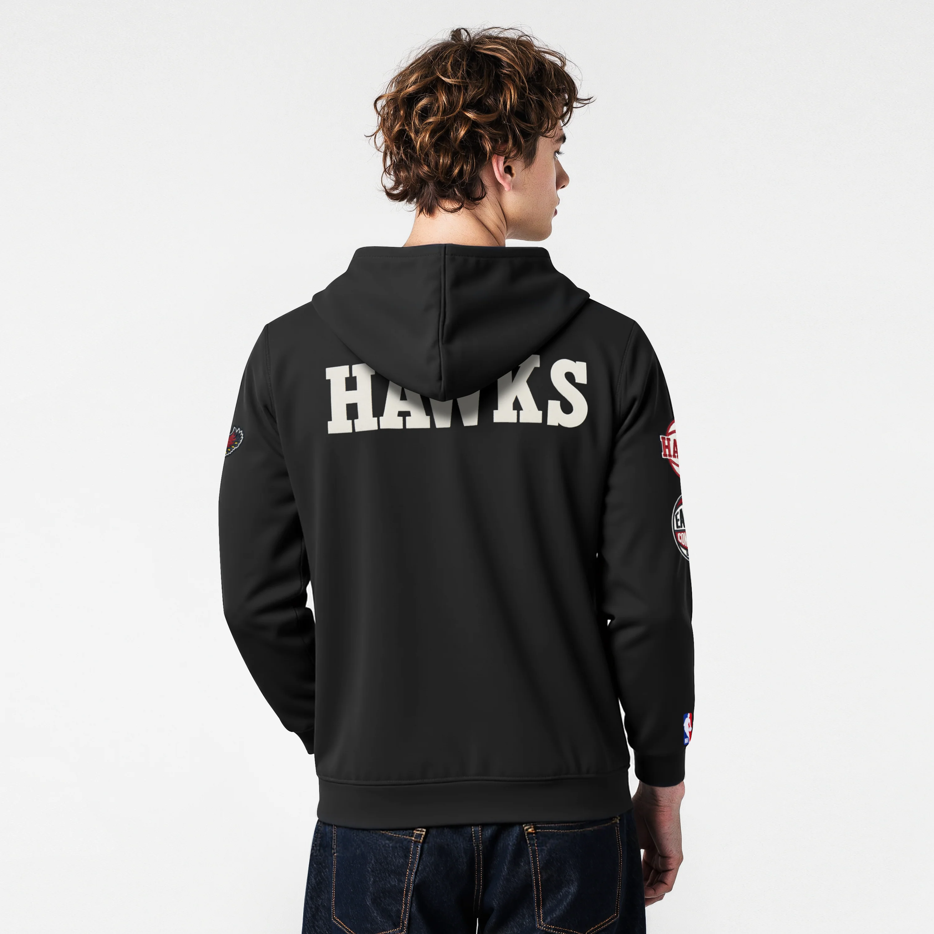 ATLANTA HAWKS MODERN ORIGINALS MEN'S FLC PO HOODIE (BLACK) - Image 2