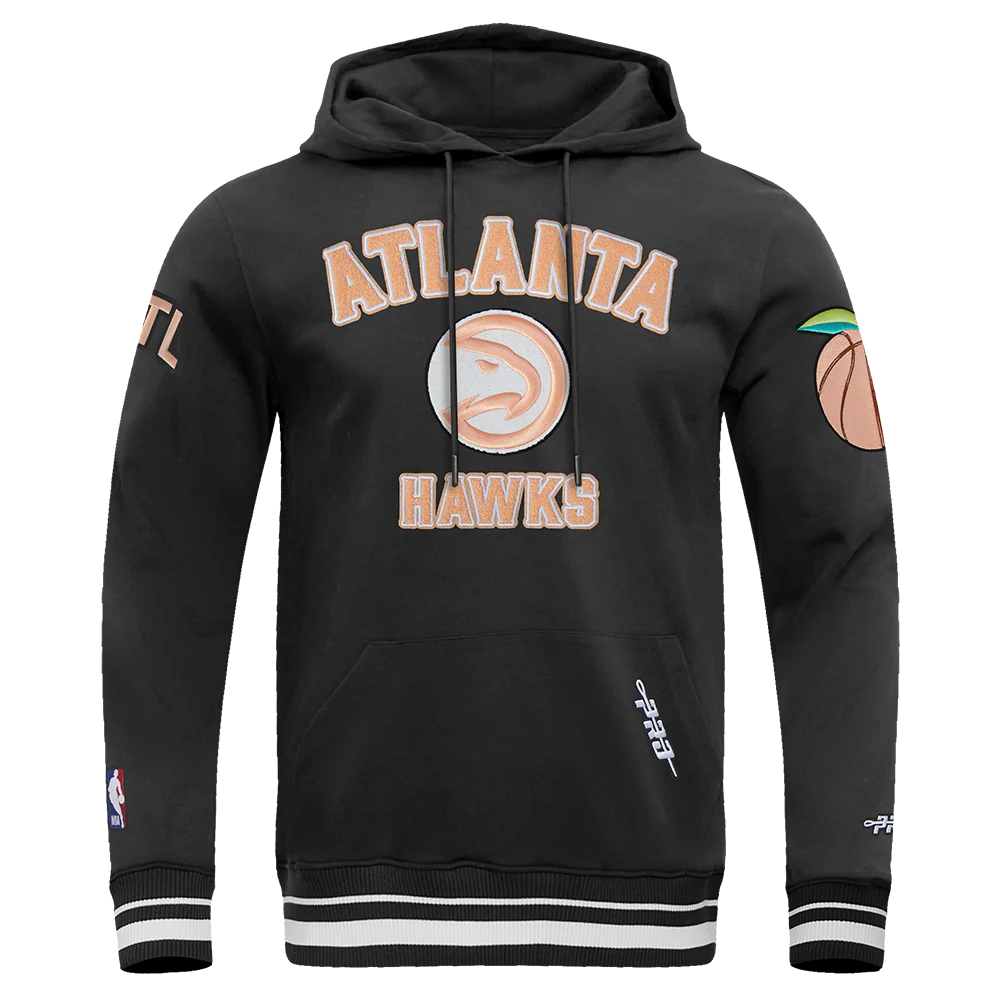 NBA ATLANTA HAWKS CITY EDITION 25-26 MEN'S RIB FLC PO HOODIE (BLACK) - Image 3