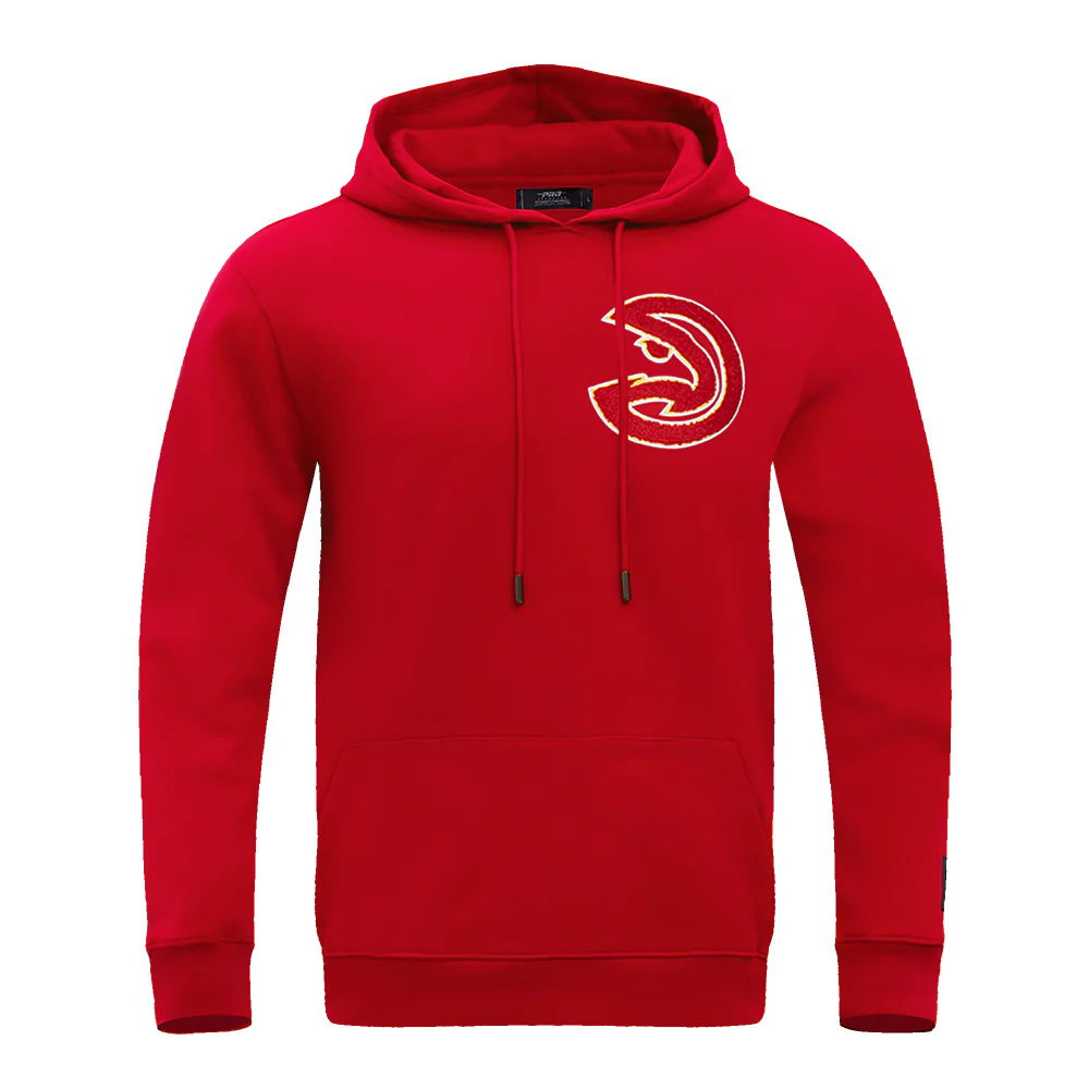 NBA ATLANTA HAWKS CLASSIC CHENILLE MEN'S DOUBLE KNIT PULLOVER HOODIE (RED)