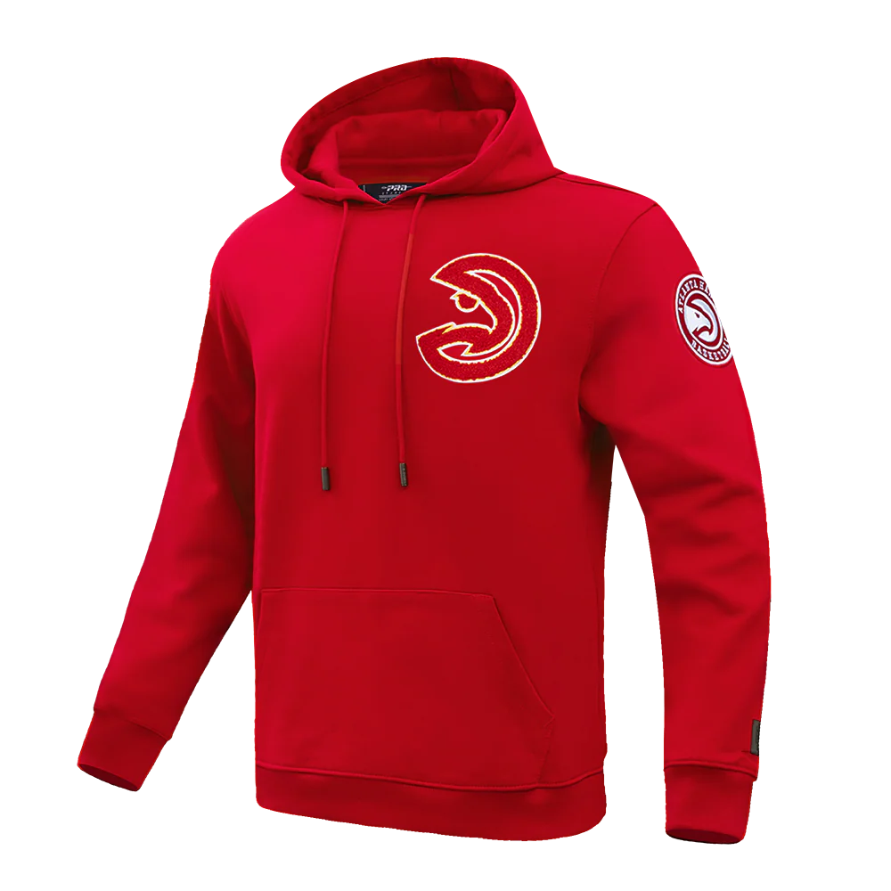 NBA ATLANTA HAWKS CLASSIC CHENILLE MEN'S DOUBLE KNIT PULLOVER HOODIE (RED) - Image 2