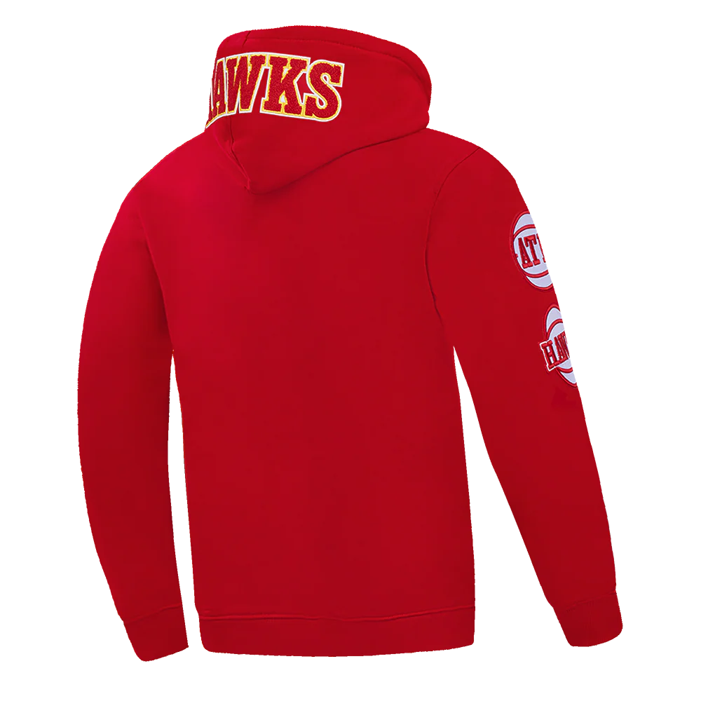 NBA ATLANTA HAWKS CLASSIC CHENILLE MEN'S DOUBLE KNIT PULLOVER HOODIE (RED) - Image 4
