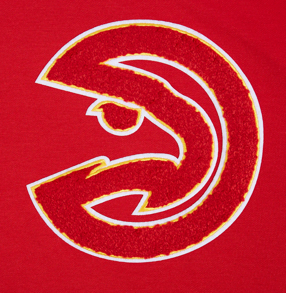 NBA ATLANTA HAWKS CLASSIC CHENILLE MEN'S DOUBLE KNIT PULLOVER HOODIE (RED) - Image 5
