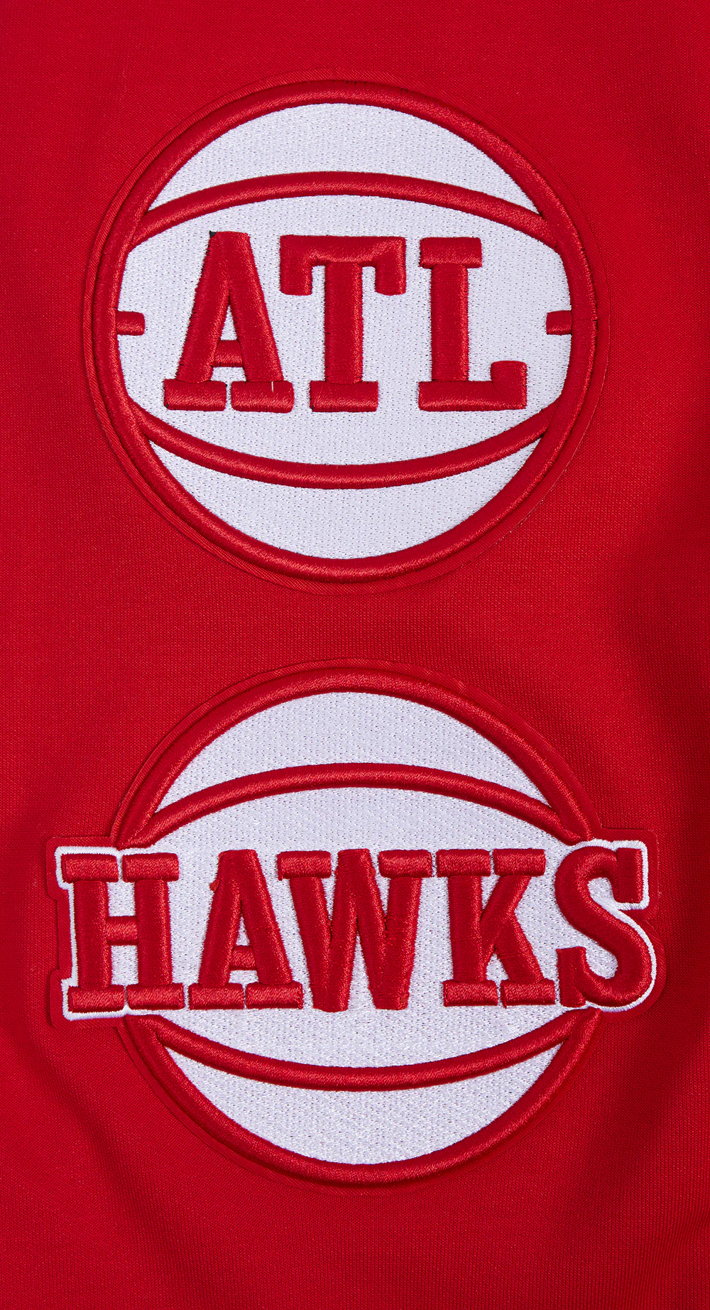 NBA ATLANTA HAWKS CLASSIC CHENILLE MEN'S DOUBLE KNIT PULLOVER HOODIE (RED) - Image 6