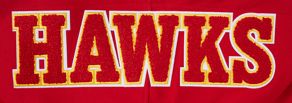 NBA ATLANTA HAWKS CLASSIC CHENILLE MEN'S DOUBLE KNIT PULLOVER HOODIE (RED) - Image 8