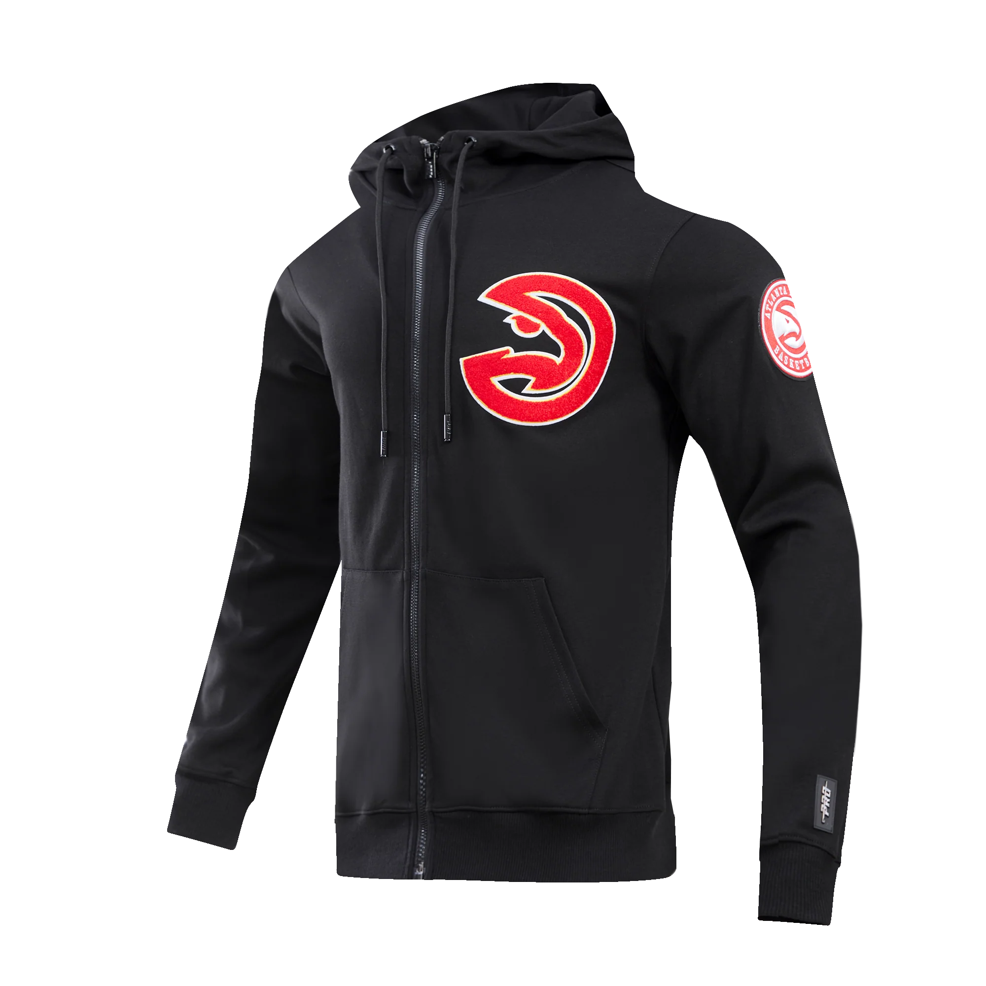 NBA ATLANTA HAWKS CLASSIC CHENILLE MEN'S FULL ZIP HOODIE (BLACK) - Image 2