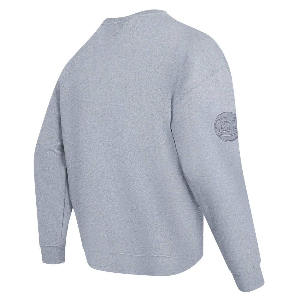 NBA ATLANTA HAWKS NEUTRAL MEN'S DROP SHOULDER FLC CREWNECK (DARK HEATHER GRAY) - Image 6