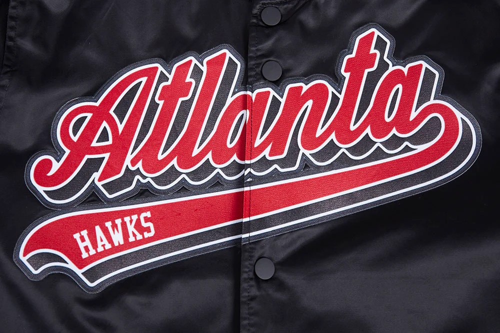 NBA ATLANTA HAWKS SCRIPT TAIL MEN'S SATIN JACKET (BLACK/RED/BLACK) - Image 5