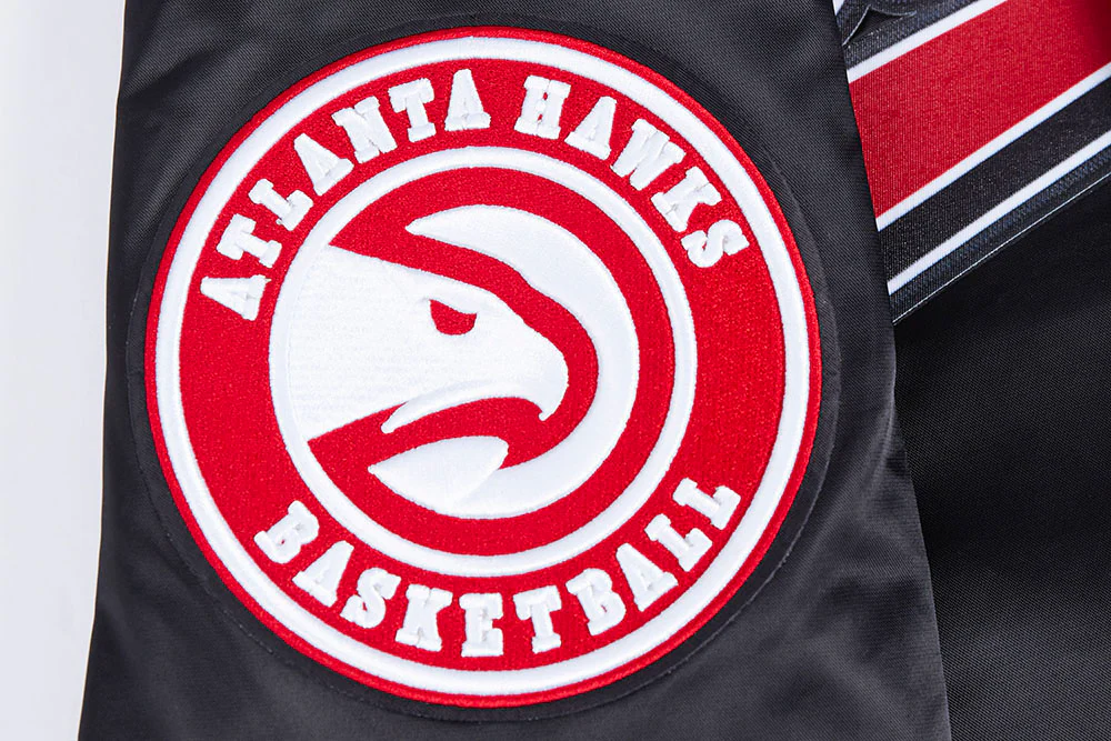 NBA ATLANTA HAWKS SCRIPT TAIL MEN'S SATIN JACKET (BLACK/RED/BLACK) - Image 6